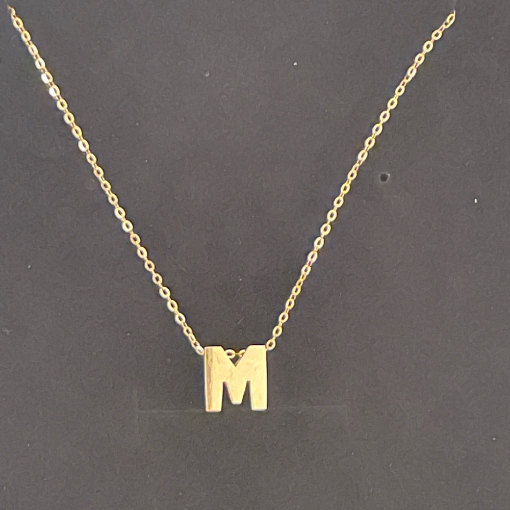 Gold "M" Initial Necklace 14K
